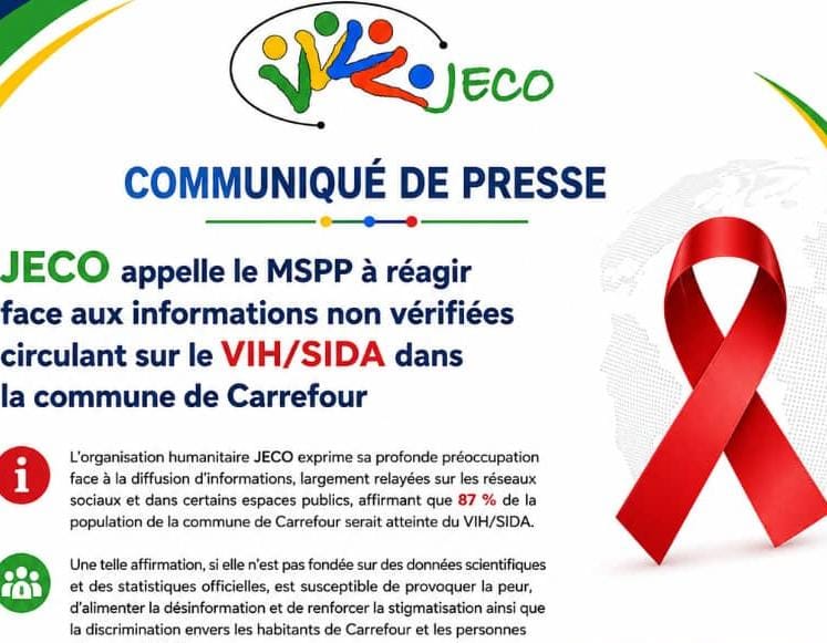 L’organisation humanitaire JECO interpelle le MSPP sur des rumeurs liées au VIH/SIDA à Carrefour